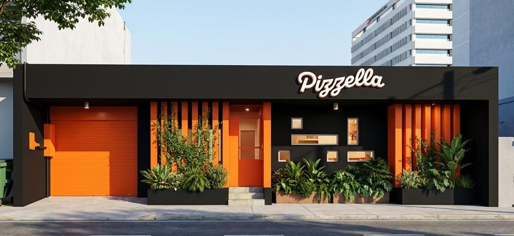 Pizzella restaurant concept rendering at 112 Calle Uruguay